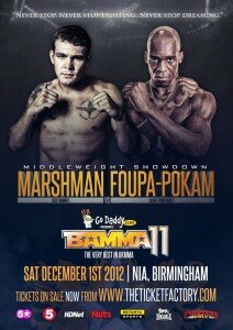 B11 Marshman v Professor Xlr 212x300 BAMMA 11 Update: Ben Constantine and Andy Green step in and event airs LIVE on Channel 5