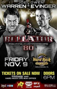 Bellator 80 Poster 194x300 Bellator 80 will include the return of Joe Warren and Jessica Aguilar on Nov. 9