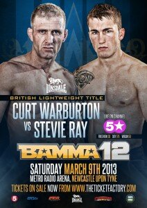 B12 Poster WarburtonVsRay2 212x300 BAMMA 12: Ray vs. Warburton and Omoyele vs. Murrie announced for March. 9