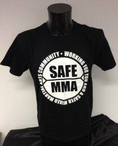 SafeMMA Tshirt Sample 244x300 Safe MMA and Impact LPA join forces to launch new line of MMA apparel